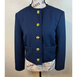 Aritzia Babaton Elysian Cropped Jacket Shoulder Pads Business WorkWear Navy XS